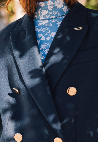 Navy blue classic jacket with a straight cut HATIA