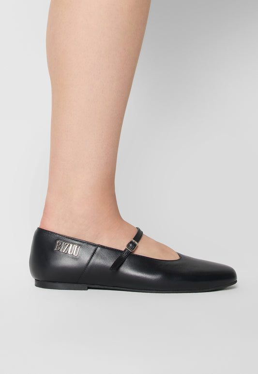 Leather ballerinas with strap NANTY