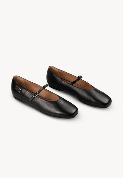 Leather ballerinas with strap NANTY