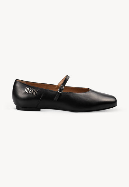 Leather ballerinas with strap NANTY