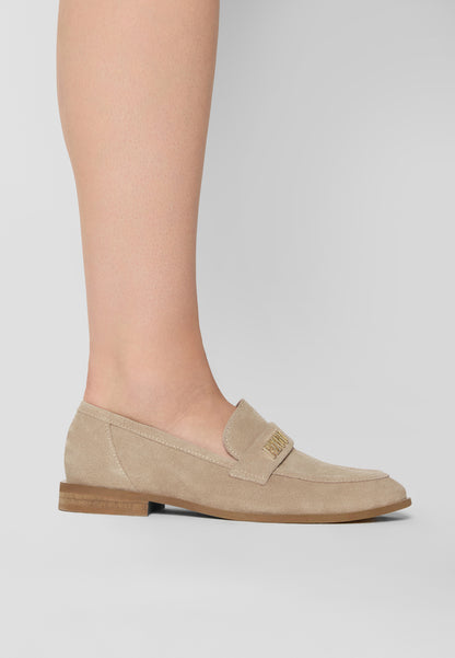 Beige suede moccasin for women MOCA