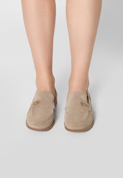 Beige suede moccasin for women MOCA