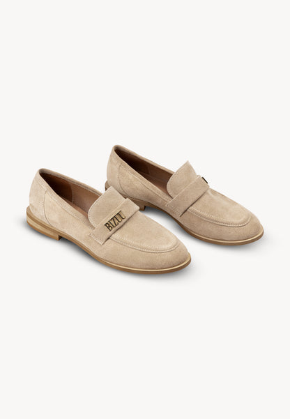 Beige suede moccasin for women MOCA