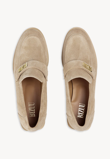 Beige suede moccasin for women MOCA