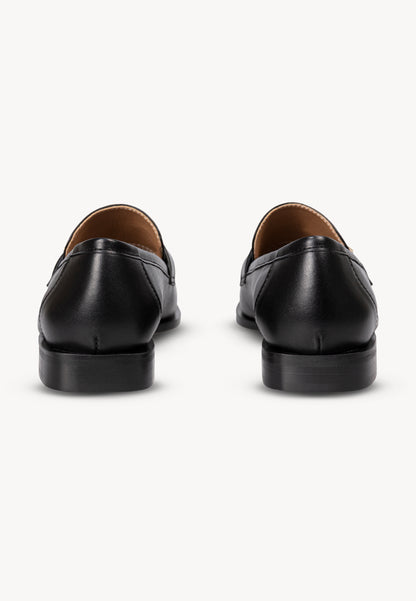 Black women's leather moccasins MOCA