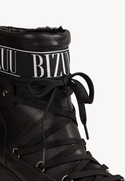 Leather snow boots with branded tape ESPEN in black.