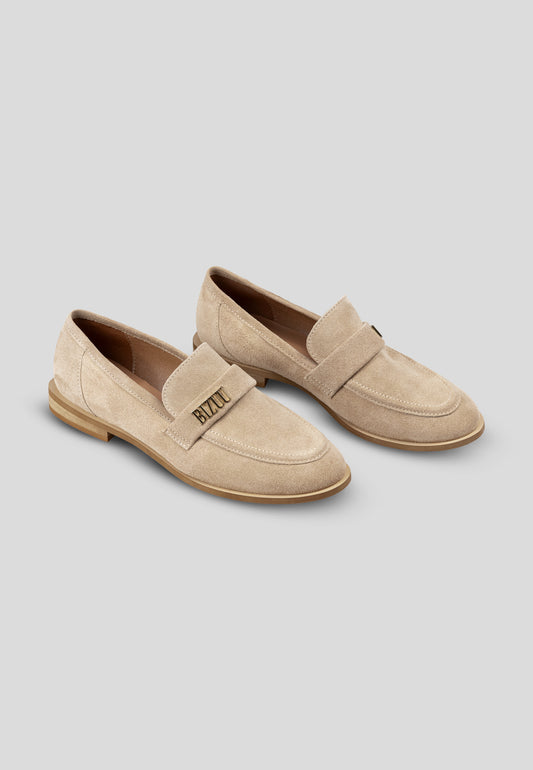 Beige suede moccasin for women MOCA