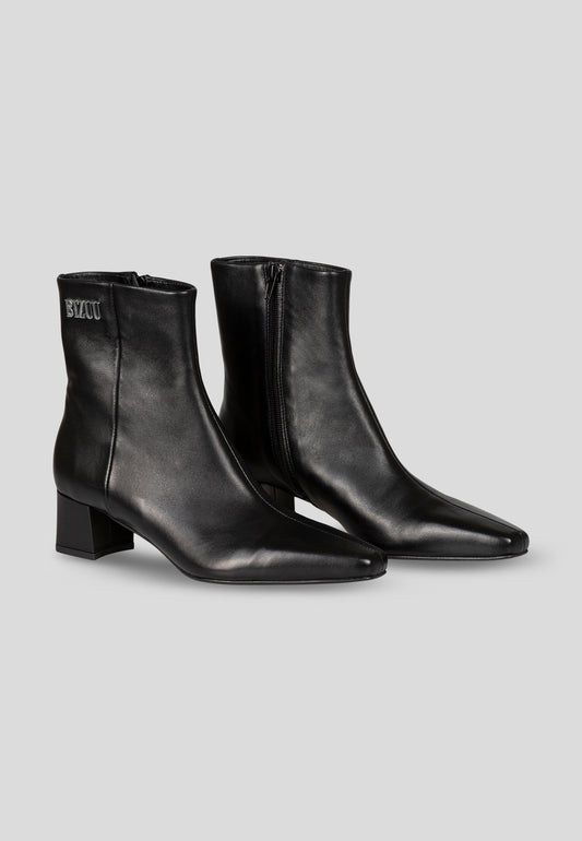 Black leather women's boots with logo JULIMES