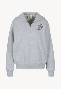 Cotton half-zip sweatshirt in gray color TANSY
