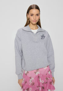 Cotton half-zip sweatshirt in gray color TANSY