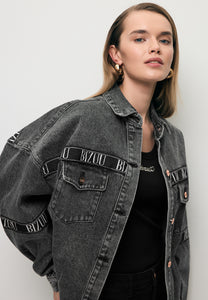 Denim jacket with branded stripes PASSA