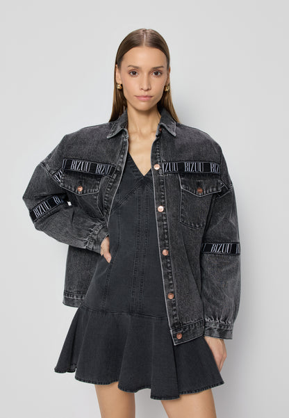 Denim jacket with branded stripes PASSA