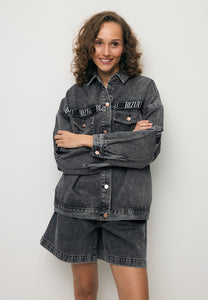 Denim jacket with branded stripes PASSA