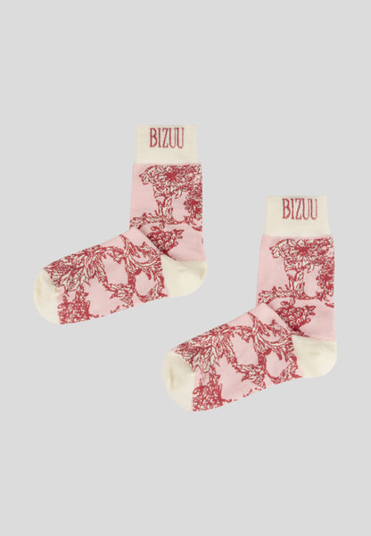 Cotton socks with floral pattern and logo on the ribbing SERAFIL multicolor