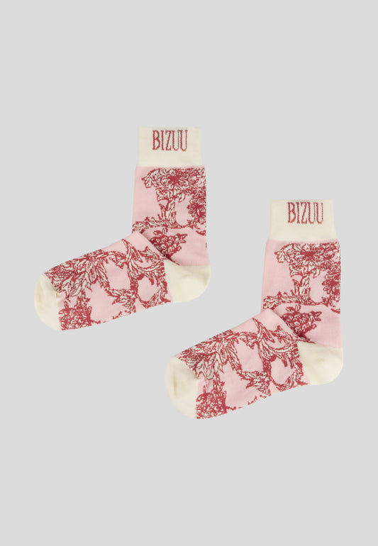 Cotton socks with floral pattern and logo on the ribbing SERAFIL multicolor