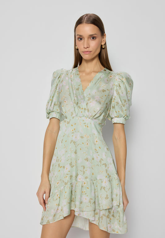 Mini floral dress with buff sleeves FORMOSA
