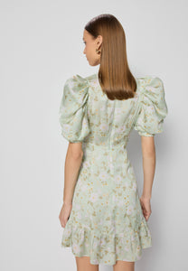 Mini floral dress with buff sleeves FORMOSA