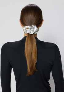 SILKY logo silk hair elastic band white