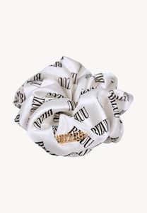 SILKY logo silk hair elastic band white