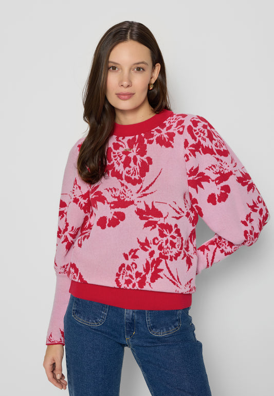 Pink sweater with round neckline FLORIA