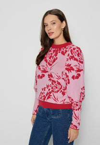 Pink sweater with round neckline FLORIA
