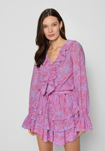 Purple mini skirt with ruffles OCTAVIA