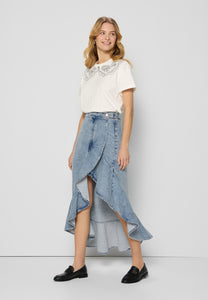 Denim skirt with ruffle NIIA blue