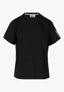 Black t-shirt with logo on sleeve TISHAM
