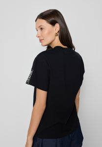 Black t-shirt with logo on sleeve TISHAM