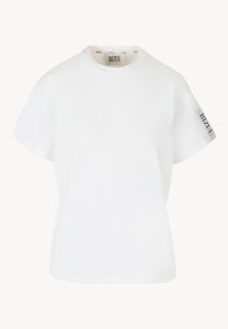 Cream t-shirt with logo on sleeve TISHAM