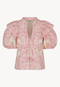 Cotton blouse with ruffles ALIANNA pink