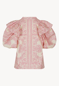 Cotton blouse with ruffles ALIANNA pink