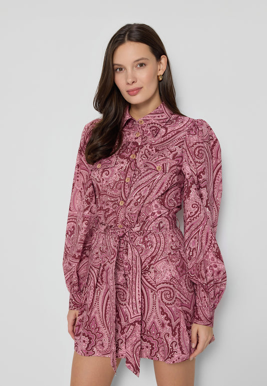 Red jumpsuit with tie at waist MARCELLO