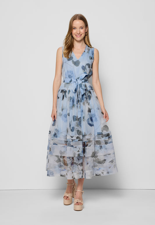 DIYA blue silk midi dress