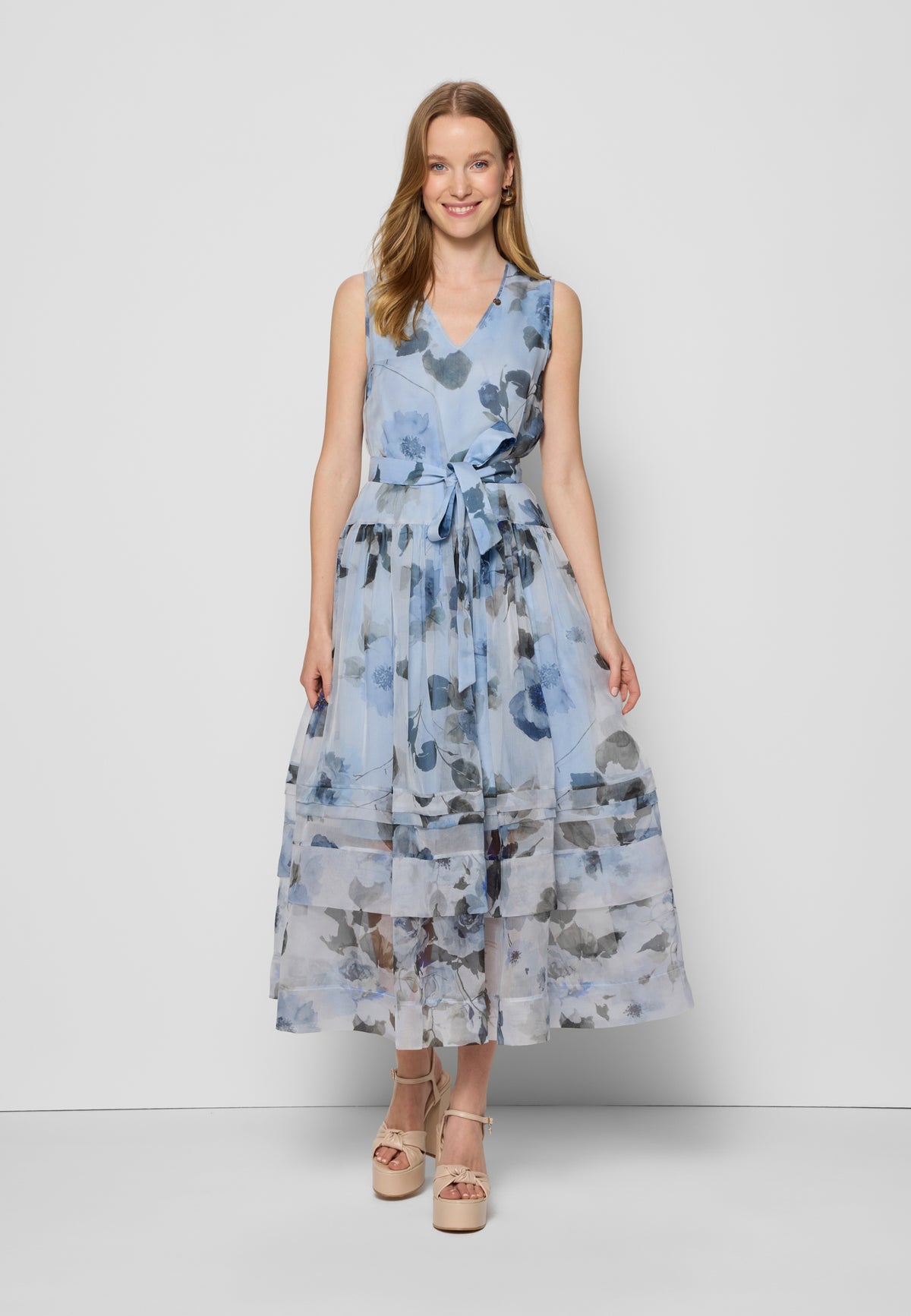 DIYA blue silk midi dress