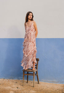Maxi dress in floral print PATRICA beige