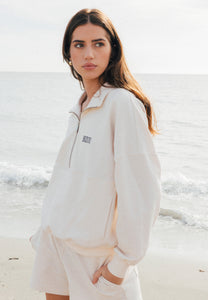 CHAMP cream sweatshirt with logo and collar