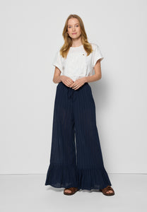 Cotton pants in English embroidery LAVENDOU navy blue