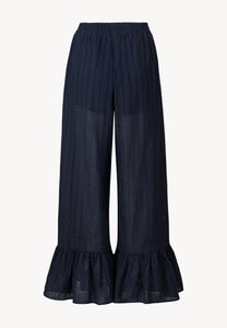 Cotton pants in English embroidery LAVENDOU navy blue