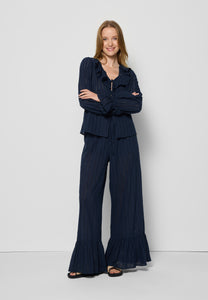 Cotton pants in English embroidery LAVENDOU navy blue