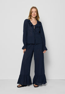 Cotton pants in English embroidery LAVENDOU navy blue