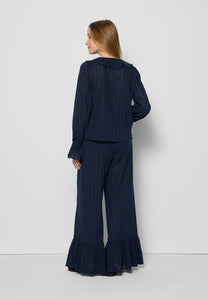Cotton pants in English embroidery LAVENDOU navy blue