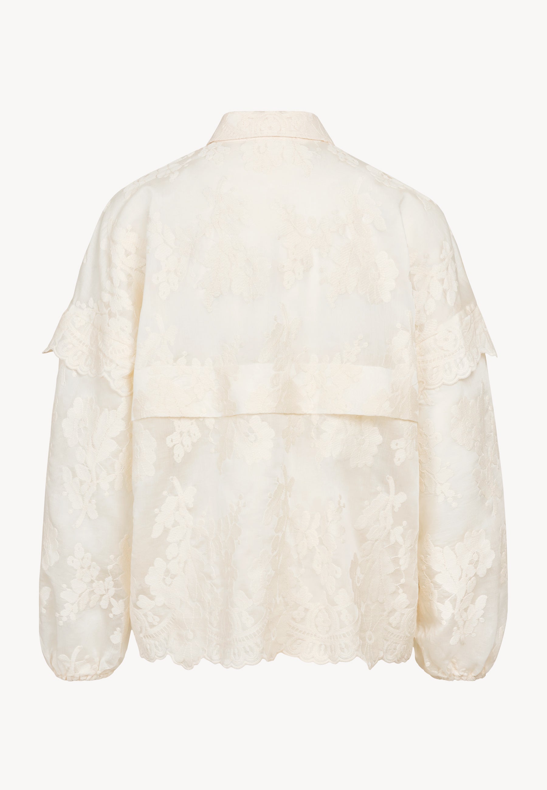 Oversized shirt with floral embroidery INMA, cream – Bizuu