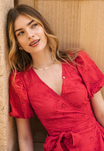 Red dress tied at the waist MONARDA