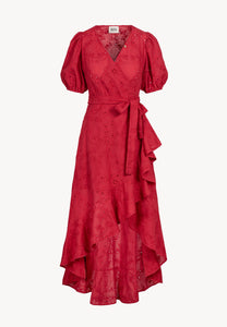 Red dress tied at the waist MONARDA