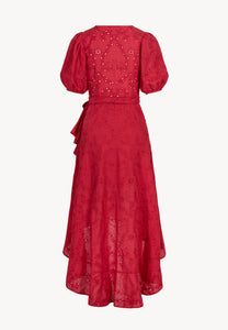 Red dress tied at the waist MONARDA