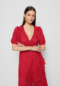 Red dress tied at the waist MONARDA