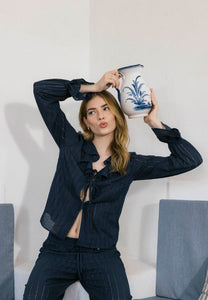 Navy blue shirt with binding PROVANCE
