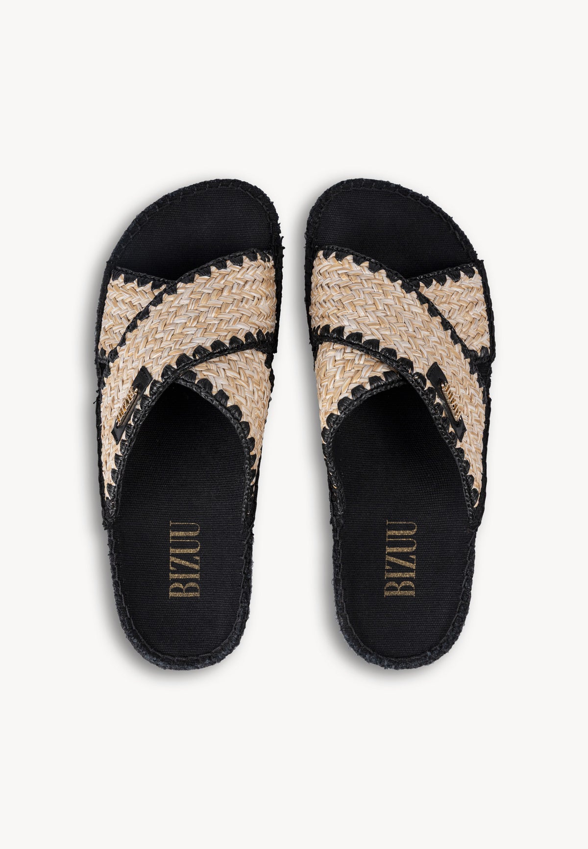 LETI flip-flops with braided strap, top view.