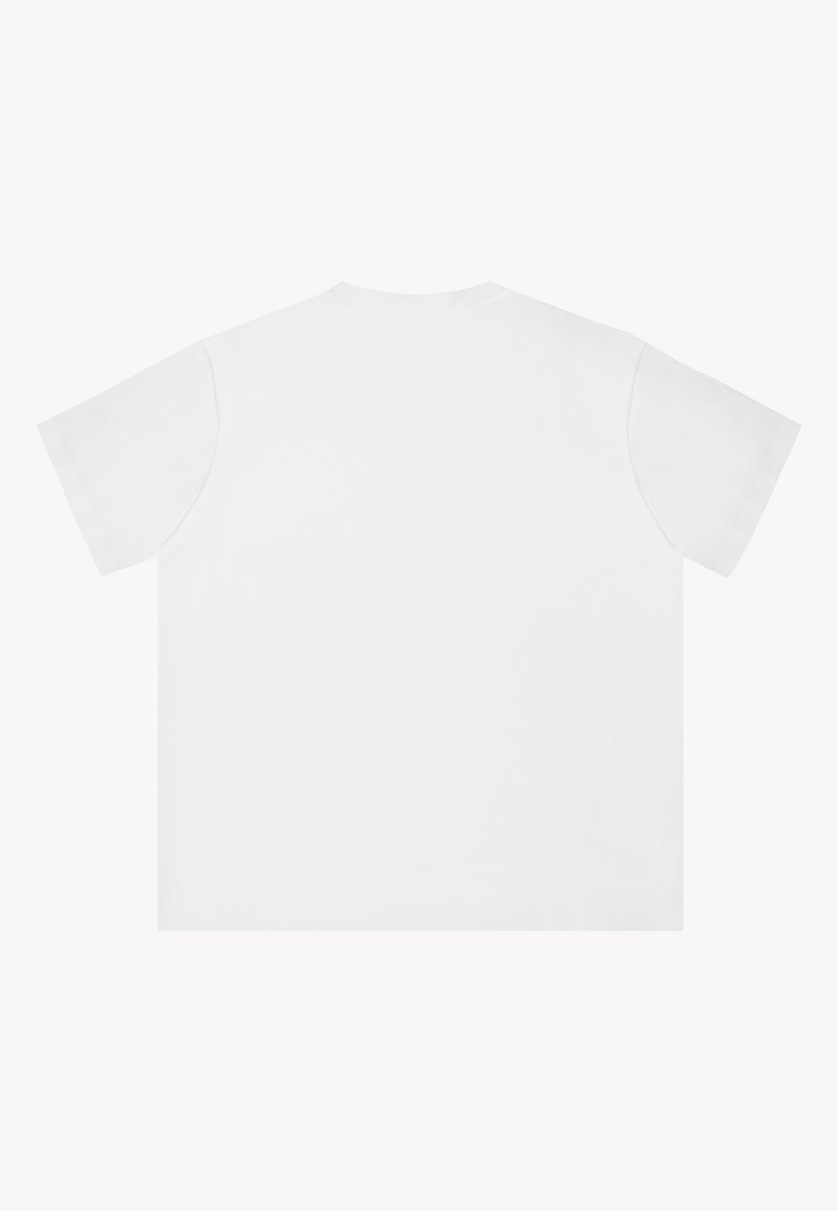 Back of cream T-shirt with Bizuu logo on front TISHALLE.